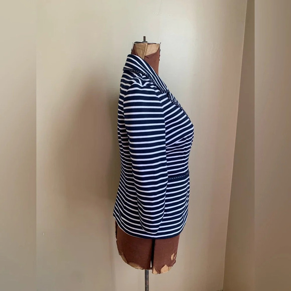 Laundry By Shelli Segal Navy and White Striped Blazer - Picture 6 of 11